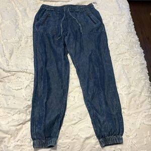 Forever 21 Long Woven indigo parachute pants